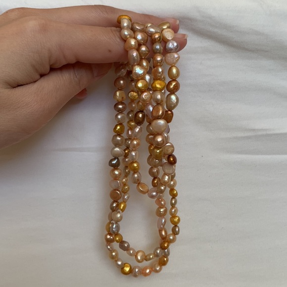 Authentic fresh water pearl necklace - amber - Picture 4 of 5